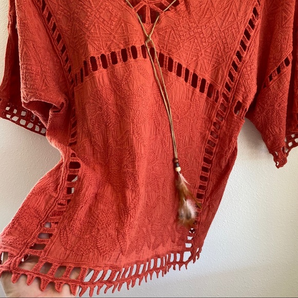 Forever 21 Burnt Orange V Neck Knit Top Sz. Small - Picture 5 of 11